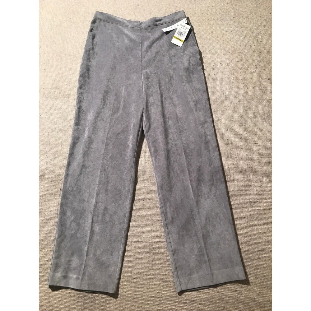 Alfred Dunner Pant Womens 14 Gray Stretch Proportioned Medium Elastic Waist 7249